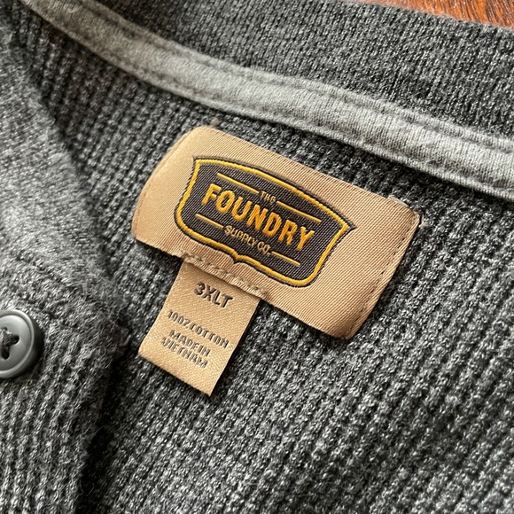 The Foundry Supply Co. Heather Gray Thermal Henley Shirt - Size 3XLT - Picture 3 of 5